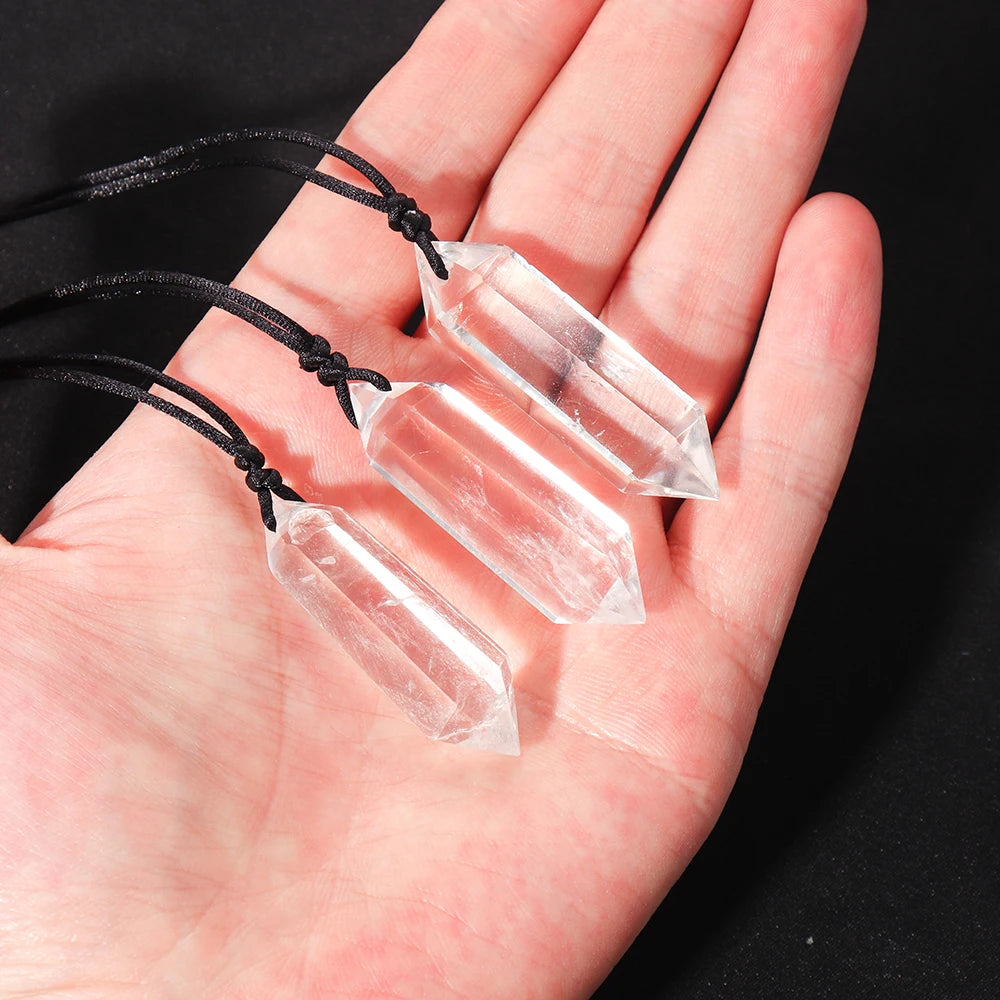 Clear Quartz Double Point Crystal Necklace
