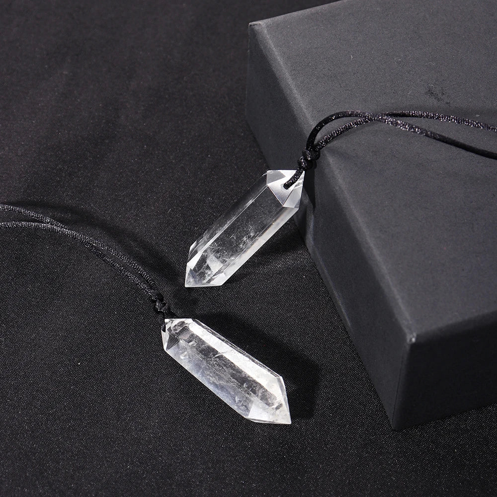 Clear Quartz Double Point Crystal Necklace