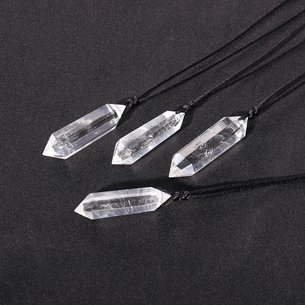 Clear Quartz Double Point Crystal Necklace