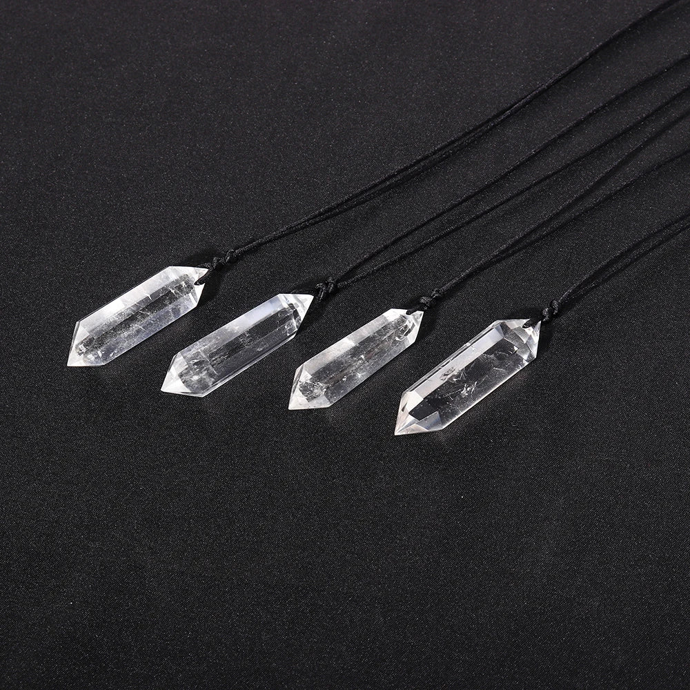 Clear Quartz Double Point Crystal Necklace
