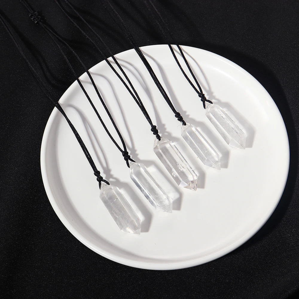Clear Quartz Double Point Crystal Necklace