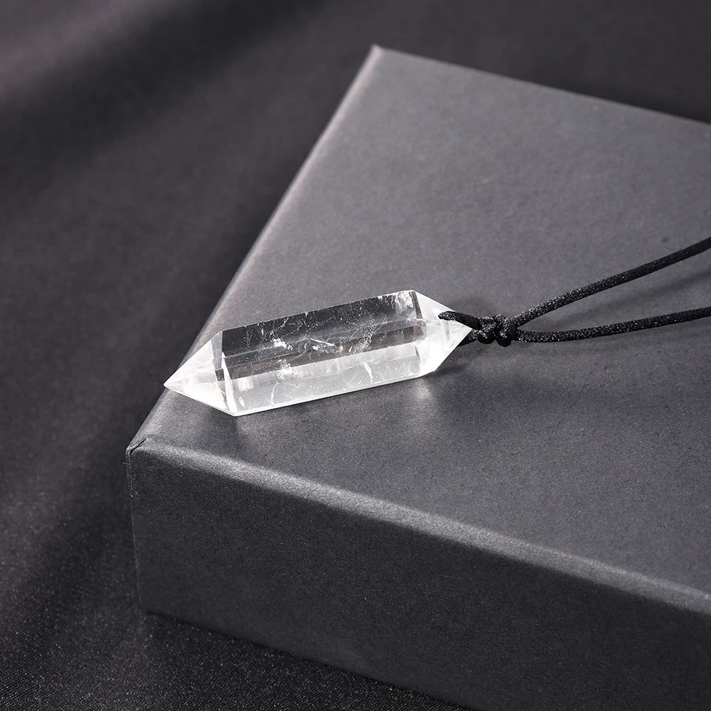 Clear Quartz Double Point Crystal Necklace