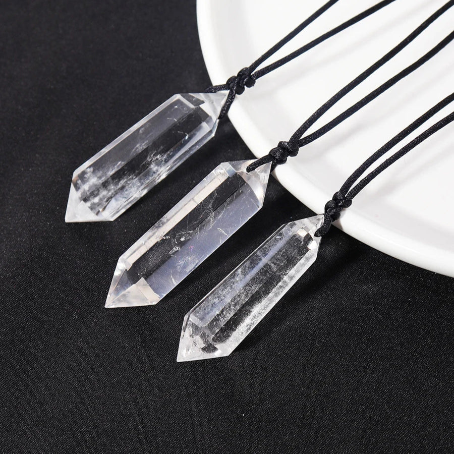 Clear Quartz Double Point Crystal Necklace